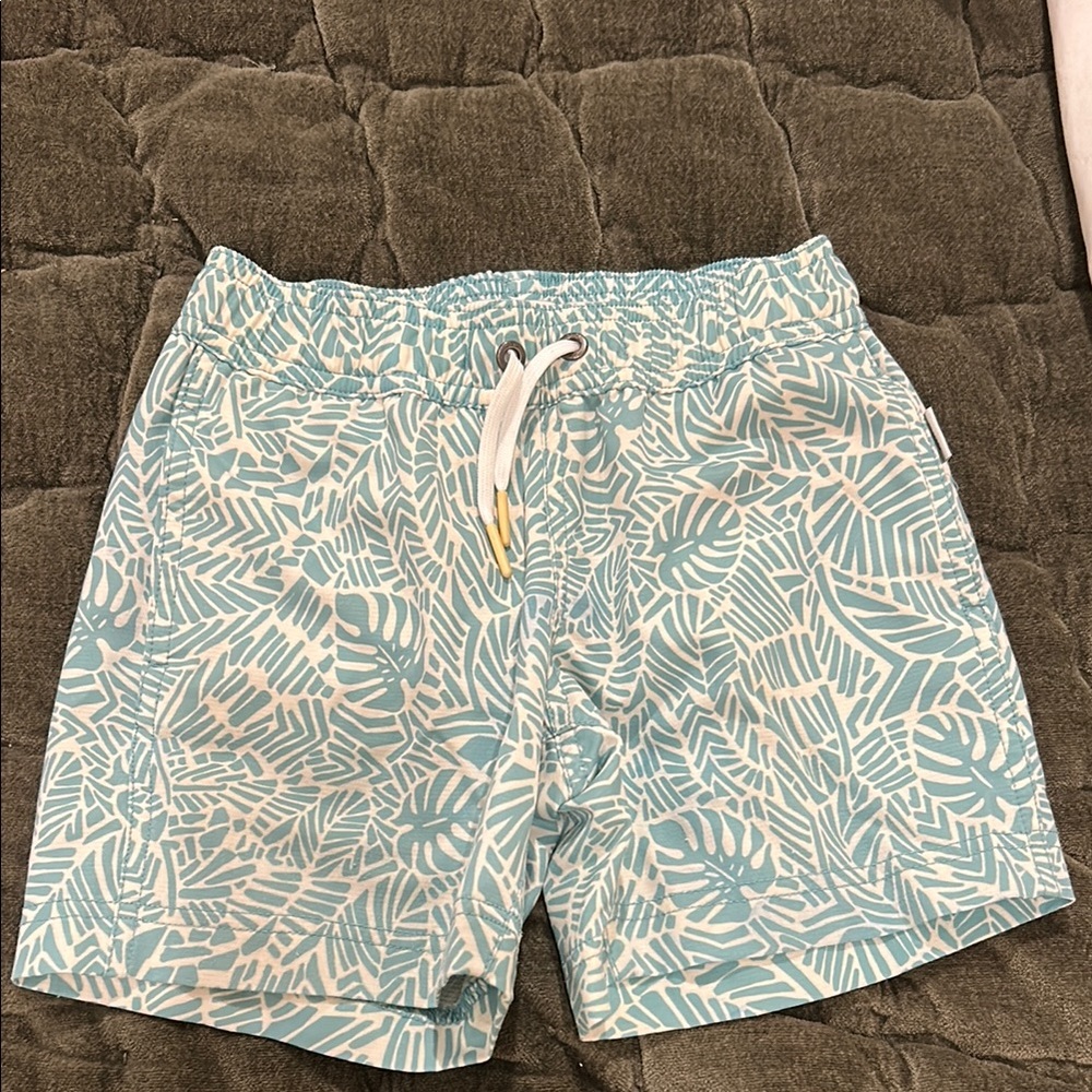 Tropical Blue Leaf Print onia Swim Shorts